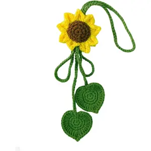 Crochet Sunflower and Cute  Accessories for Women,  Girly  Rear View Mirror Accessories, Decor, Keychains for Girls, Bag Charm  Girl Pendant