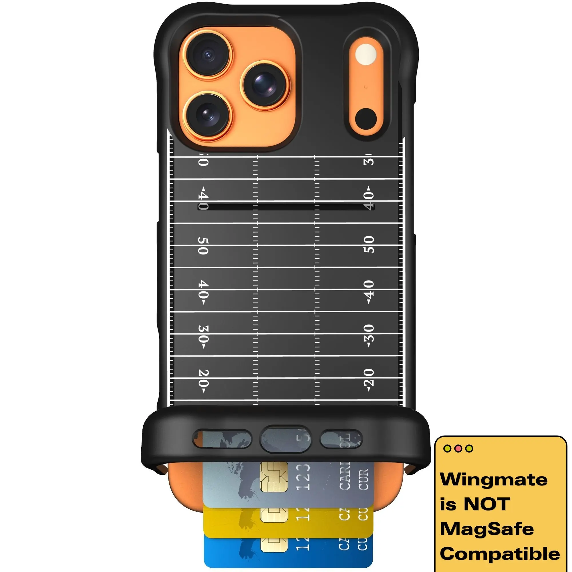 Scooch Wingmate Hidden Wallet Case - Yard Lines (Not MagSafe Compatible)