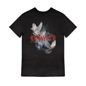 Elevate Doves Tee - Short Sleeve Crew Neck T-Shirt with Gothic Style and Ethereal Doves Design