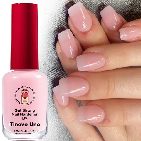 Tinovo Uno Strong, Alcohol-Free Keratin Formula, Natural Fast-Drying, Long-Lasting Shine, Protects Against Broken & Chipped Nails, Natural Healthy Pink Nail Strengthener, Nail Strengthening Serum Nail Polish, Manicure, Nail Care
