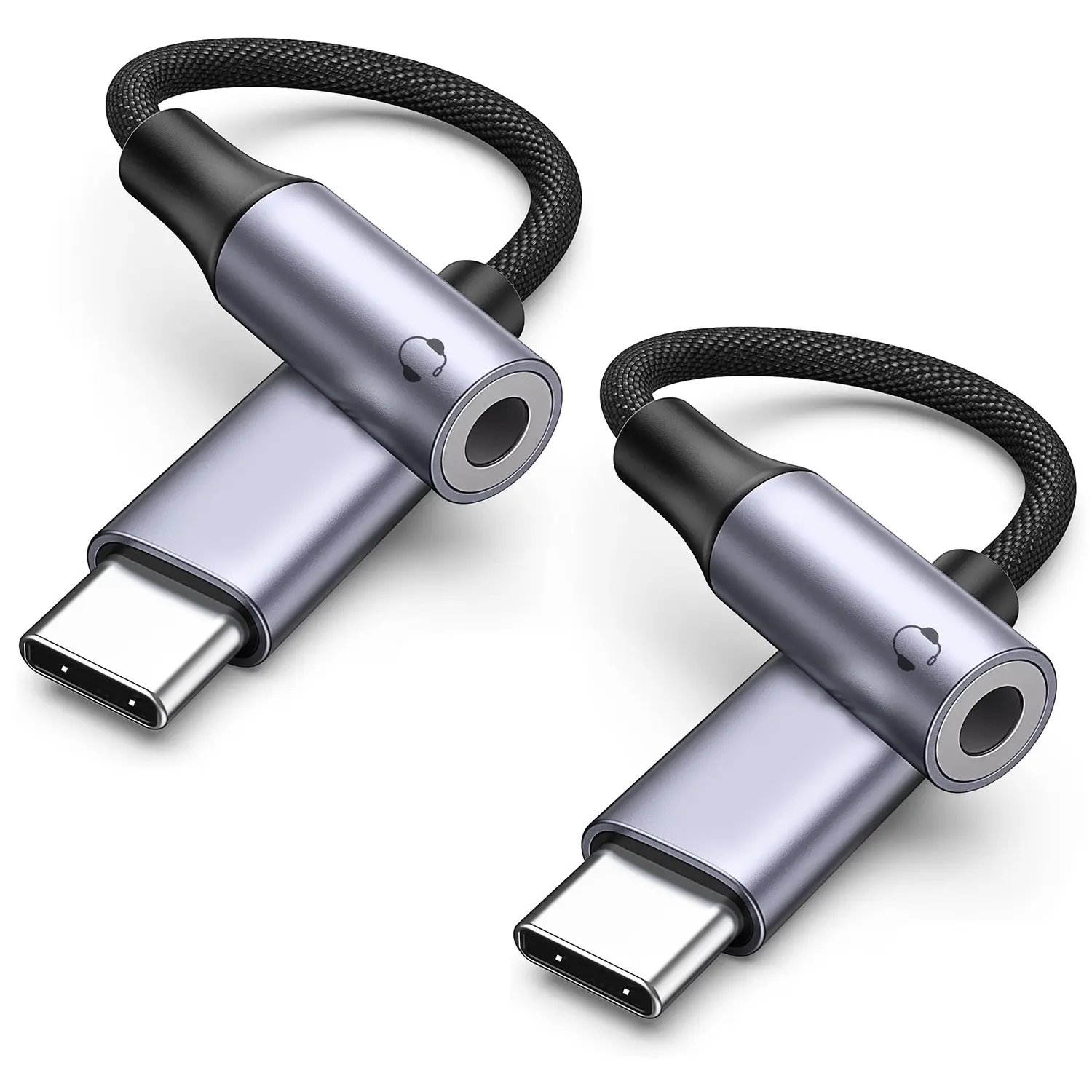 USB Type C to 3.5mm Female Headphone Jack Adapter-2 pack, USB C to Aux Audio Dongle Cable Cord Compatible with Pixel 4 3 2 XL, Samsung Galaxy S21 S20 Ultra S20+ Note 20 10 S10 S9 Plus for iPad Pro