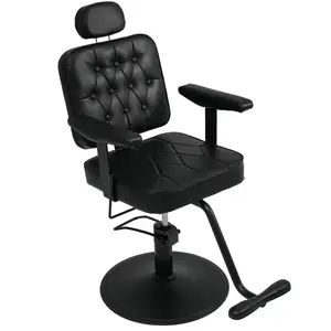 Barber Salon Chair for Hair Stylist Hydraulic Reclining Barber Chair Height Adjustable Salon Styling Chair with 360 Degree Swivel Removable Headrest PU Leather 330 lbs Capacity Black