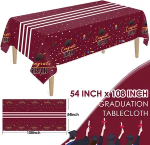 Class of 2024 Graduation Tablecloths, 6 Pack Plastic Party Tablecover 54"x108" Congrats Grad Tablecloth