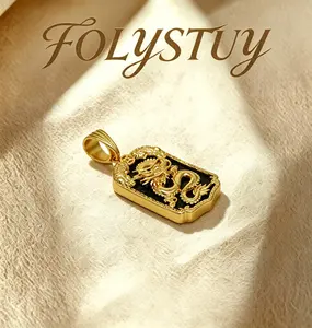 [70mm with 33mm Dragon Pendants][FOLYSTUY (YNK21)] The dragon pendant inlaid with black agate is suitable for both women and men, featuring an elegant design that is perfect for the fashion trends of the festival.