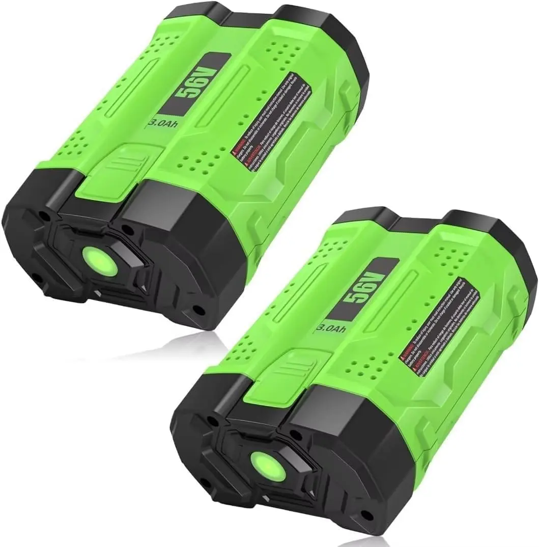 Cordless Tool Batteries (2-Pack) - 56V 3000mAh (3.0Ah) 168W ABS+PC Lithium Ion Replacement for EGO Users, Durable with Cells & LED Display, Perfect Fit for BA2800, BA1400, BA4200T & More