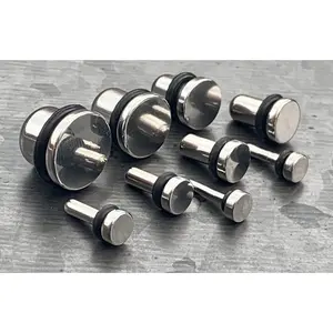 PAIR of Unique Surgical Steel Bullet Flat Head Plugs with O-Rings - Gauges 14g (1.6mm) thru 00g (10mm)