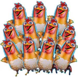 12count 26 inch Cute Chicken Balloons Farm Animal Decorations Balloons Farm Themed Baby Shower Barnyard Birthday Party Supplies