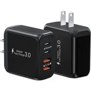40W USB C Charger Block, 2 Pack 4-Ports Type C Fast Cubes PD USBC Wall Plug+QC 3.0 USB A, Multiple USB C Charger for iPhone 16/15/14/13/12/11 Pro Max/XS, Galaxy, iPad, Tablet, Pixel