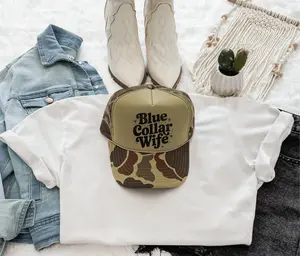 Blue Collar Wife Camo and Olive Unisex Foam Trucker Hat