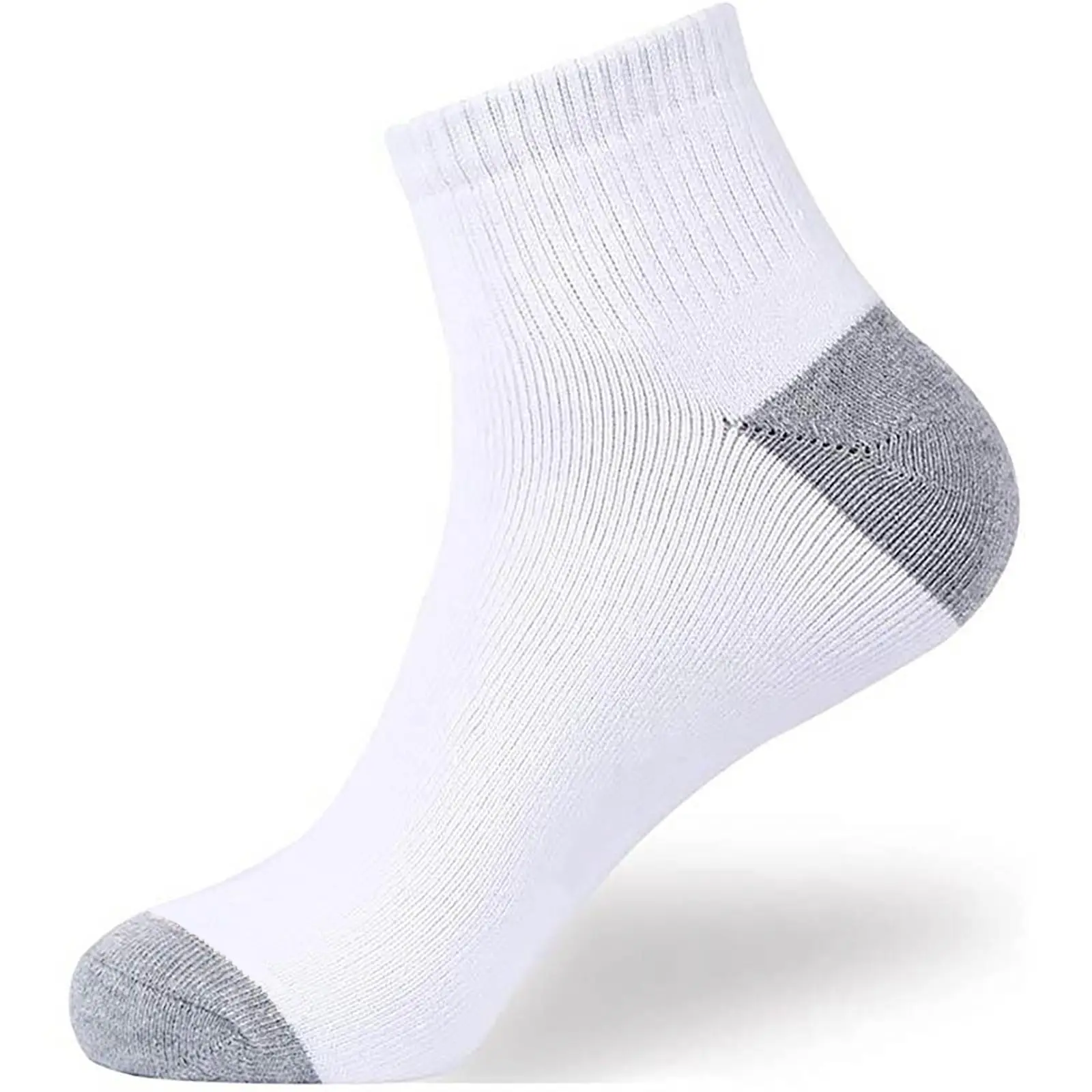 White with Gray Heel & Toe (Ankle Quarter)