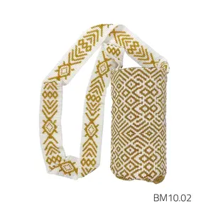 ClaudiaG Beaded Mochila #2 BM10.02 - Handwoven Cotton Geometric Patterned Bag with Seed Beads from Embera-Chami Community