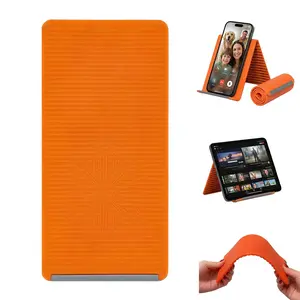 Rollable Silicone Phone Stand, Adjustable Multi-Angle Foldable Desk Mount, Universal Hands-Free Holder for iPhone, Android, Tablets (Up to 11"), E-Readers & Switch, Ultra-Compact Travel Design