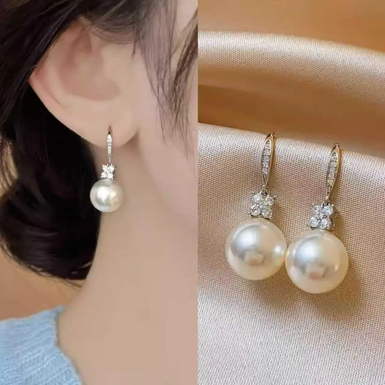 Faux Earrings Light High-End Feel Women's Ear Jewelry 2026 Elegant Temperament Niche Design Drop Earrings HNAM37