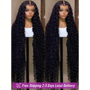 38 40  Inch Deep Wave Frontal Wig Transparent  13x6 HD Lace Frontal Human Hair Wig Curly Human Hair Lace Front Wig Pre Plucked For Women