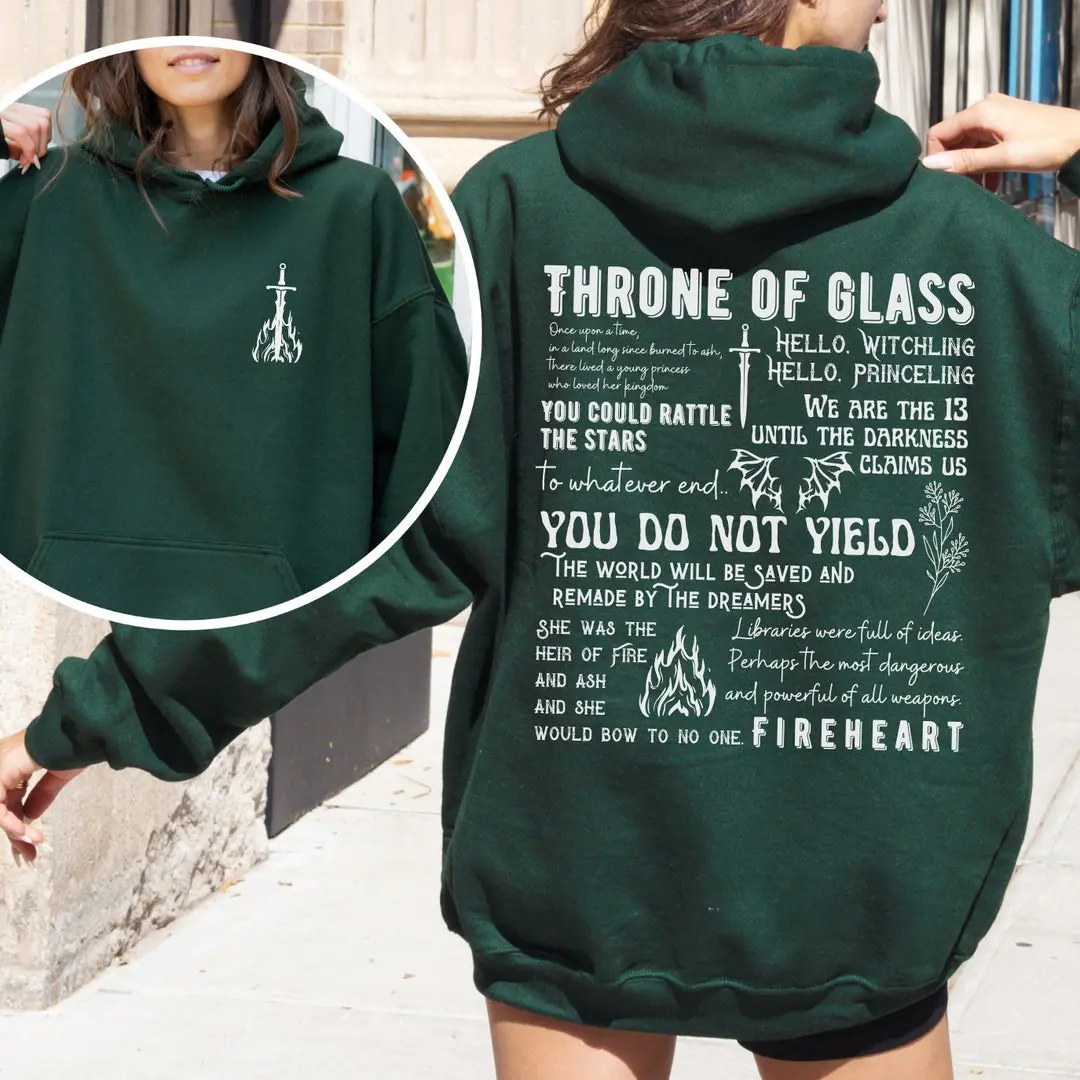 Throne of Glass Sweatshirt, OFFICIALLY LICENSED Sarah J Maas Merch TOG Hoodie Fireheart gift To Whatever End T-shirt The thirteen shirt