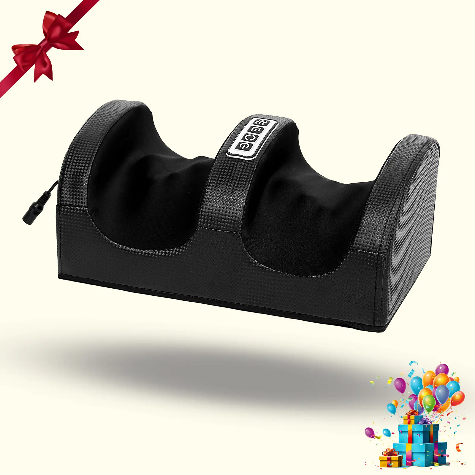 Foot Massager without Remote Control - Ankle & Calf Massage with Kneading & Rolling for Feet, Therapy & Comfort, Black Color, Foot Spa Machine, Pu Leather, Portable