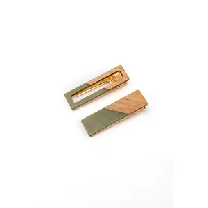 Two Tone Hair Clip Set in Green