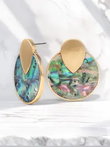 Bauble Sky Abalone Shell Earring Stud - Gold Finish with Unique Abalone Shell Design, Elegant and Natural Look