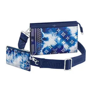 Louis Vuitton Gaston Wearable Wallet for Men – Monogram Canvas and Leather Crossbody Cardholder in Tie-Dye Blue