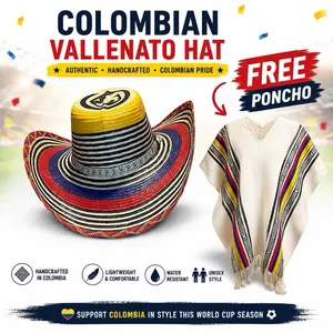 Colombian Vallenato Hat + FREE Colombian Poncho