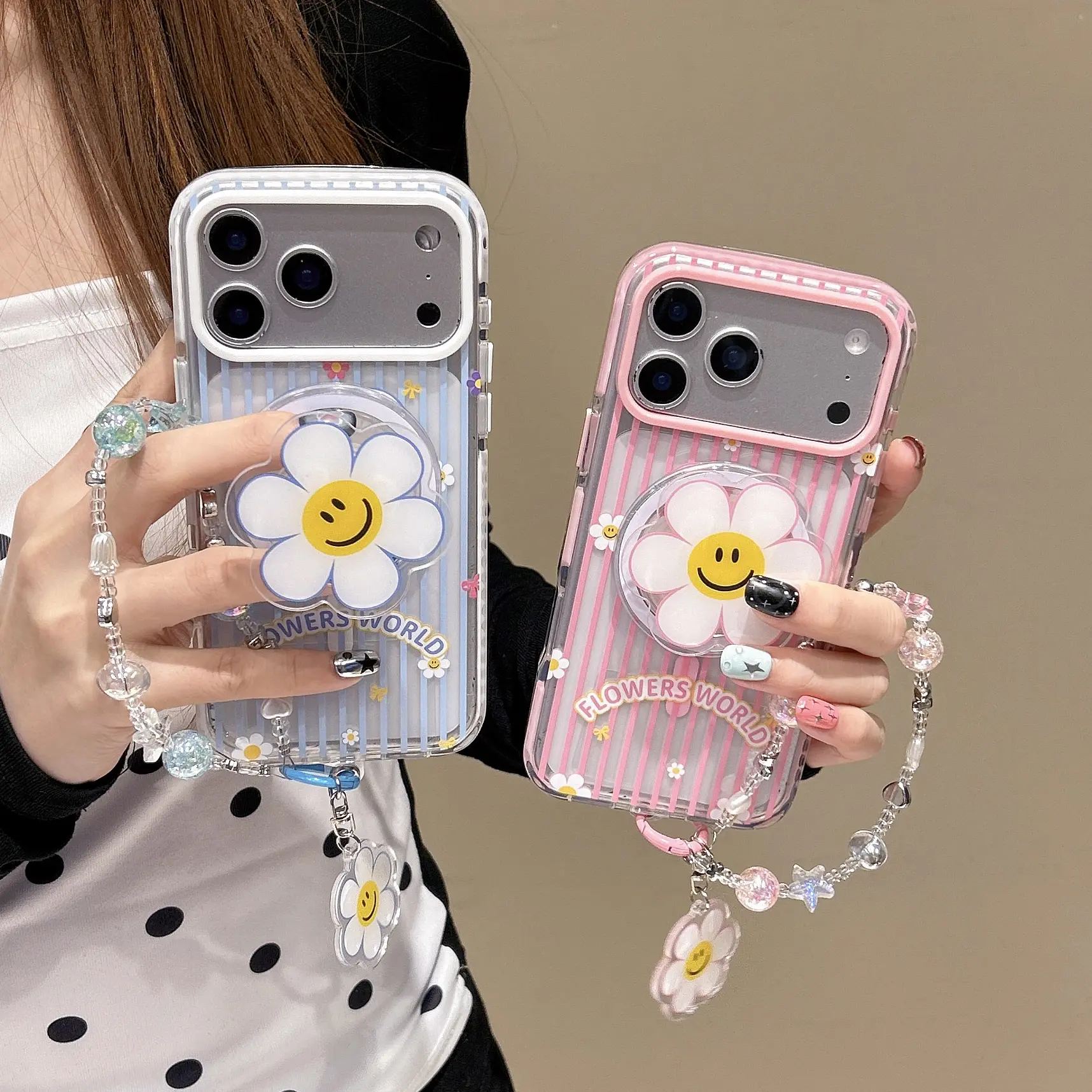IPhone 17 Pro Max Case Set | MagSafe compatible, stylish minimalist shockproof case, magnetic 3D decoration and bracelet, superior protection, magnetic protective case, hard PC protective case, retro “Dopamine” print