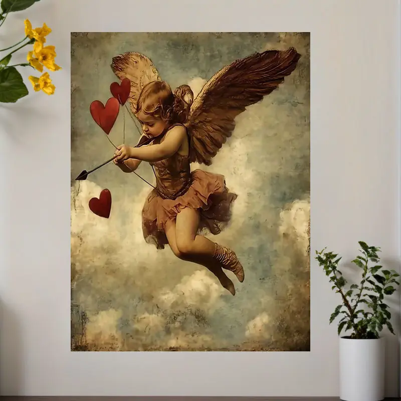 1 Piece Unframed Canvas, Cupid Arrow Printed Poster, Unique Creative Wall Art, Suitable for Living Room, Bedroom, Office, Restaurant, Bar Wall Decoration, Artwork, Perfect Gift and Ornament, Poster