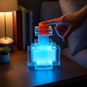 8-Color Pixel Potion LED Lamp, Interactive Glow Bottle for Desk, Bedroom, Gaming Setup, Touch & Shake to Change Colors, Creative RGB Mood Light, Birthday Gift & Creative Present for Kids & Adults