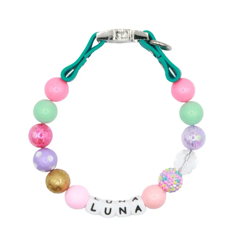 Beaded Pastel Name Collar for Dogs and Cats - Custom Handmade with Beads and Heavy Duty Wire-Personalized Waterproof Dog Collar-Cute Easter Dog Collar