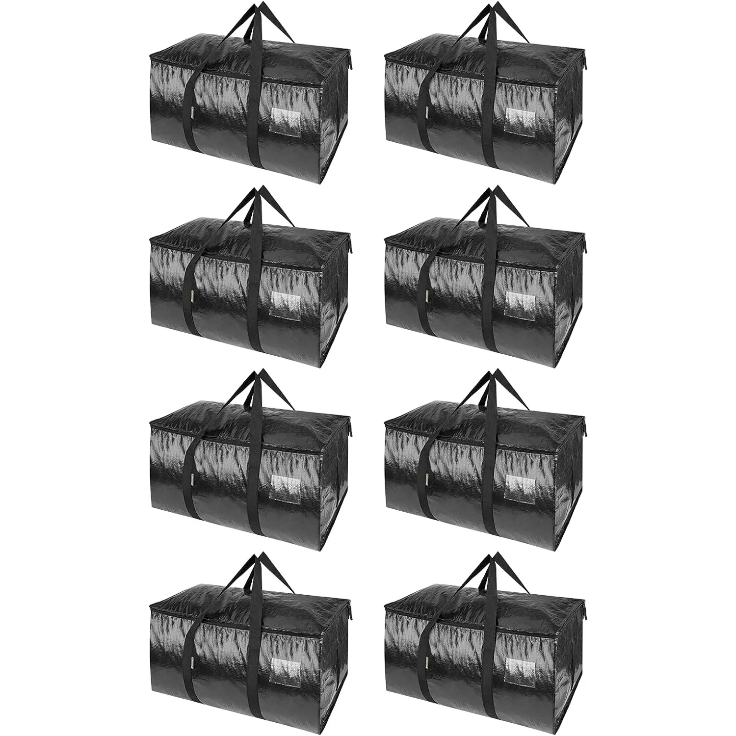 BALEINE 8-Pack Oversized Moving Bags with Reinforced Handles, Heavy-Duty Storage Tote for Clothes, Moving Supplies (Black, 8-Pack)