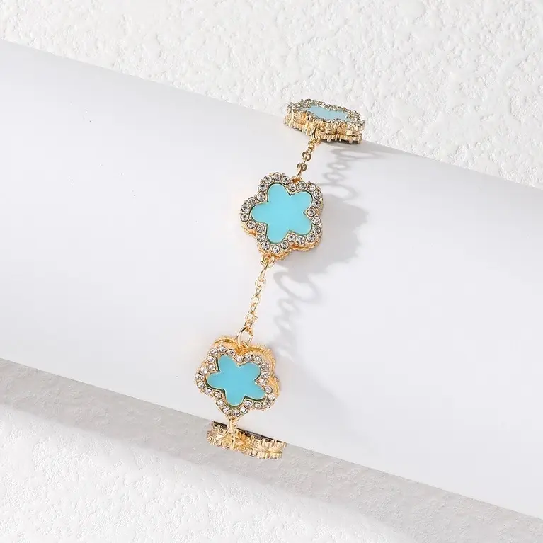 Elegant Simple Style Large Flower Gold Plated Rhinestones Female