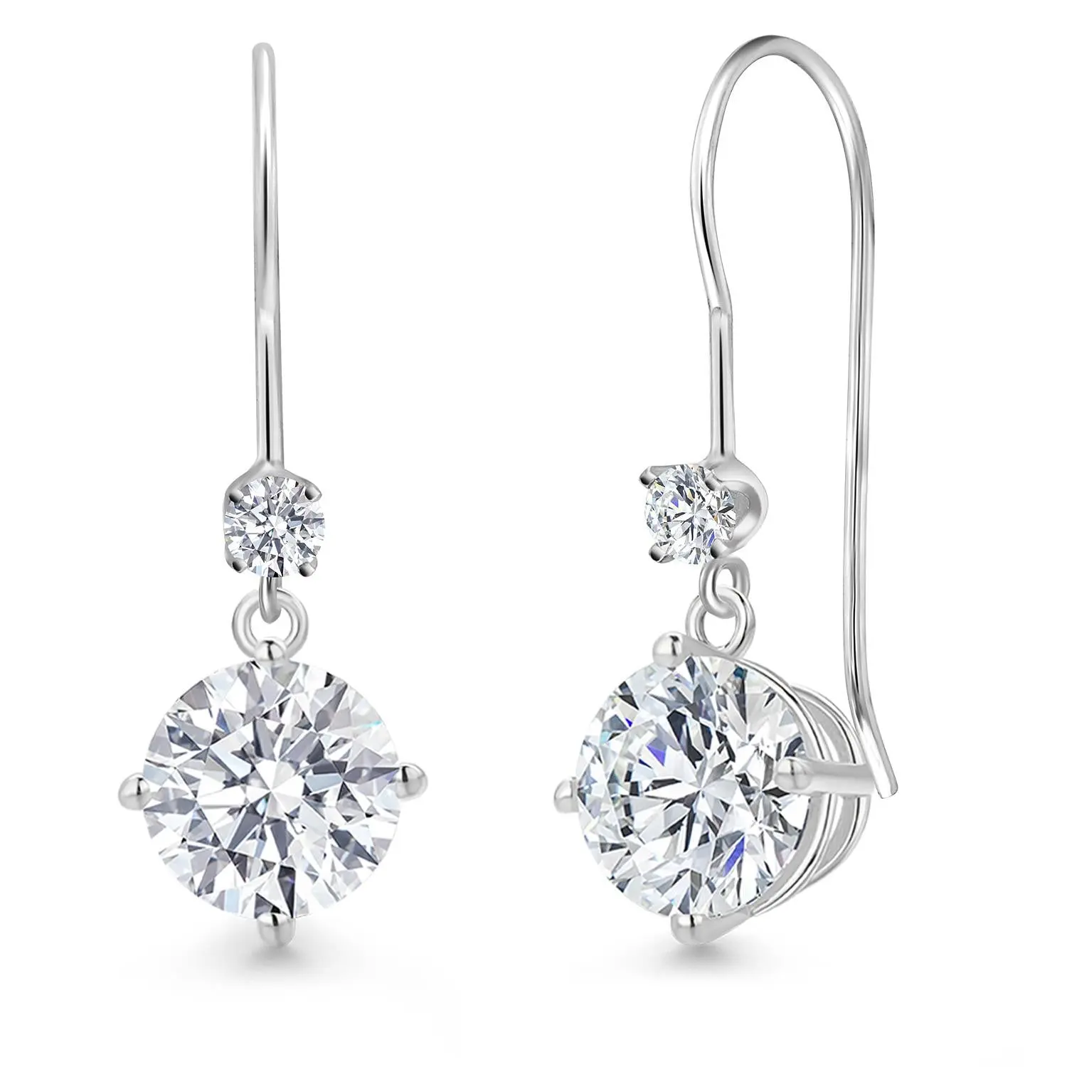 2.13 Cttw Lab Grown Diamond Dangle Earrings for Women | 14K White Gold | Round Center Diamond 1.00 Ct | IGI Certified | D-E Color | VS1-VS2 Clarity