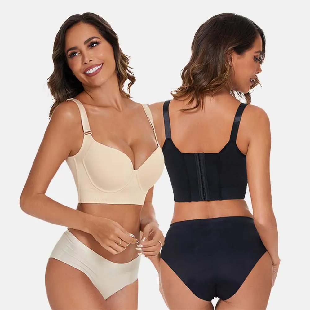 Women Back Smoothing Bra Hide Back Fat Full Coverage Comfort Seamless Bra Plus S...