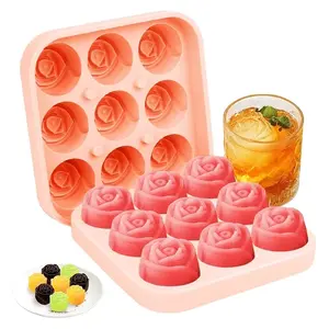 Rose-Shaped Silicone Ice Cube Tray, Easy Release Flexible Ice Mold For Cocktails & Whiskey, Romantic Valentine's Day Decor & Gift, Home Bar Accessories