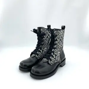 RDLTS— Louis Vuitton Black Monogram Lace-Up Mid-Calf Boots Size US 7.5