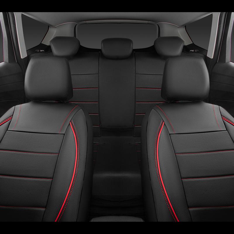 CAR PASS 2/5 seats Universal FIT Piping Leather Car Seat Cover, for suvs,Van,Trucks,Airbag Compatible,Inside Zipper Design and Reserved Opening Holes