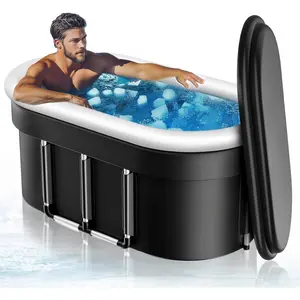 175 Gal XXL Large Oval Ice Bath with Air Ring, Multi-Layered Portable Cold Plunge Tub for Athletes, Foldable & Inflatable Cold Tub Recovery at Home, Outdoors,Gym Use Bathtubs.