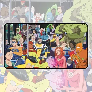 Invincible Superhero Cartoon Desk Mat - Comic Heroes Illustration Mouse Pad - Superhero Desk Mat - Red desk mat - Comic-style