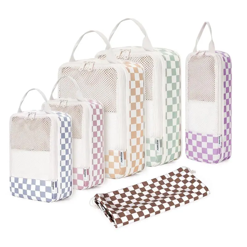 Travel-Ready Compression Packing Cubes - 6 Set Washable Water Resistant Versatile Carry On Luggage Organizers with Zippers for Carry-Ons