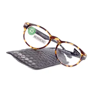 Brook, (Line Bifocal) Premium Reading Glasses, High-End Readers 1.25 to 3 Magnifying, Fashion Round (Tortoise Brown, Black) NY Fifth Avenue Clear Crystal