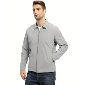Men's Lightweight Jacket Casual Full Zipper Windproof Waterproof Golf Sports Work Lightweight Jacket