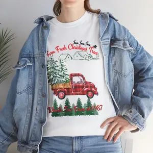 Christmas Trees Unisex Tee, Holiday Farm Fresh Shirt, Santa, Reindeers, Whoville Tree Farm, Winter Apparel, Festive T-Shirt