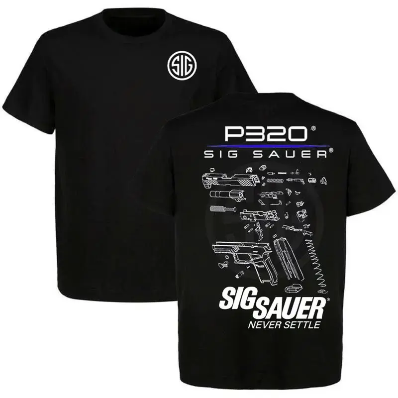 Unisex Short-Sleeve T-Shirt for Gun Enthusiasts, Classic Pistol Eco-Ink Print, Casual Pre-Shrunk Cotton Top, True Size, Made in USA, Shortsleeve, Tshirt