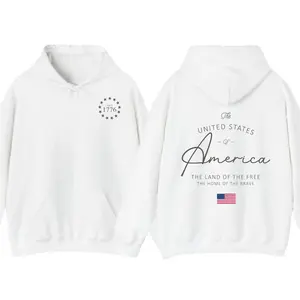 United States of America Hoodie – Vintage Patriotic USA Graphic Pullover, Land of the Free 1776 Hoodies, men's 4th of july shirts, american shirt