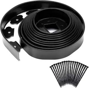 WOWCASE Garden Edging 2 Inch Tall Landscape Edging Kit, Bonus Spiral Spikes, Black Plastic Lawn Edging for Landscaping, Lawn, Yard, Flower