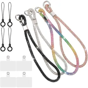 4 count Luxury  Phone Wrist Strap, Glitter Phone Strap Wrist Lanyard, 6.89 Inch Length Shiny Rhinestone Phones Chain for  Wristlet Cell Phones Lanyards