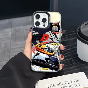 1 piece of Initial D Protective phone case, fashionable and creative trendy iPhone phone case, gradient color phone case Cover, suitable for iPhone 17 Pro Max, compatible with iPhone 7-17 series/Pro/Pro Max/Plus/Air/E/Mini/X/XS/XR