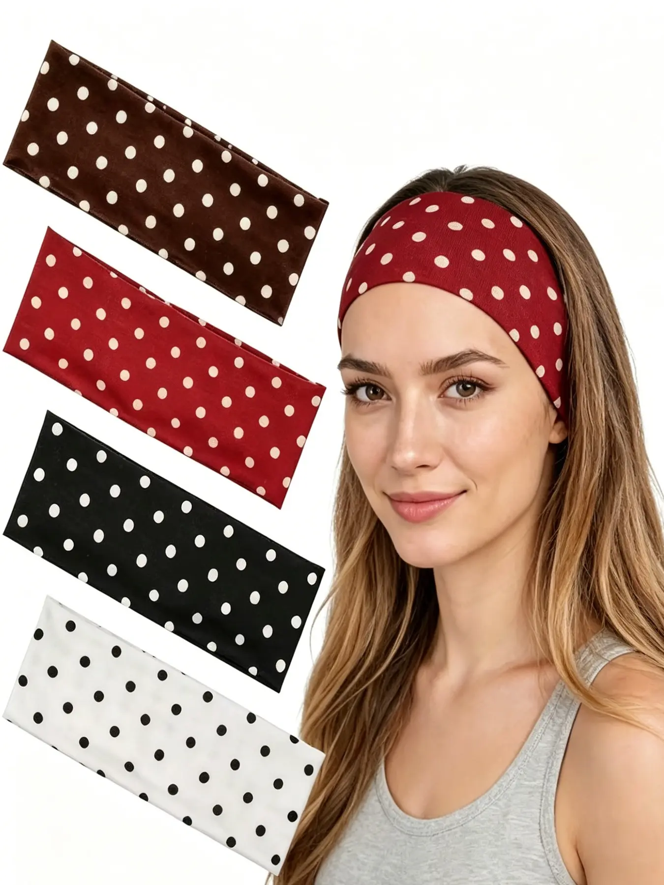 4pcs Polka Dot Wide Hair Bands for women Simple Versatile Design Perfect for Daily Use Ideal for Managing Loose Hair Stylish Fashion Headbands Hair Accessories Elastic Headbands