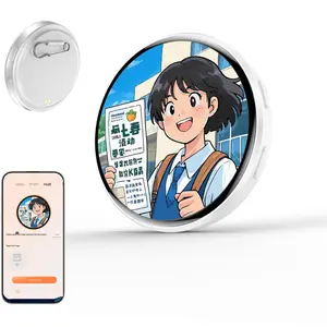 Electronic Anime Pin with HD Touchscreen, Customizable Cute Bluetooth-compatible Badge, Animated Lapel Pin for Cosplay Parties, Cool Tech Gift