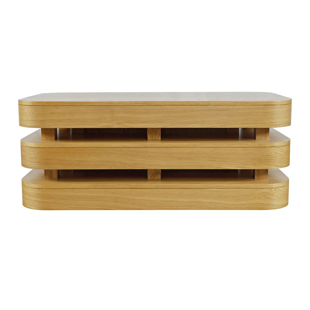 Mid-Century Modern Floating Sculpture Layered Coffee Table with Caster Wheels