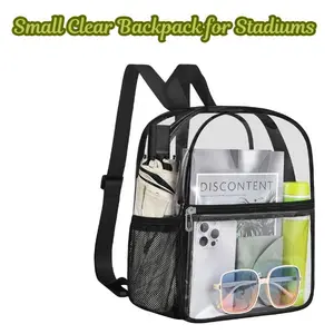Small Clear Backpack for Stadiums – 12×12×6 Transparent Bag for Concerts, Sports, Travel, Work & Event Entr